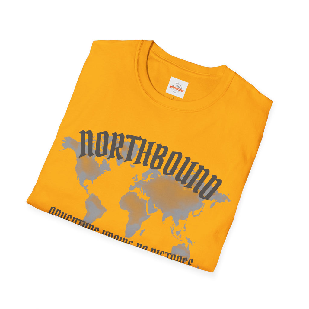Northbound World Map T-Shirt — "Adventure Knows No Distance" Travel Tee