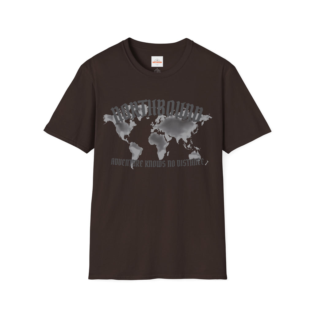 Northbound World Map T-Shirt — "Adventure Knows No Distance" Travel Tee