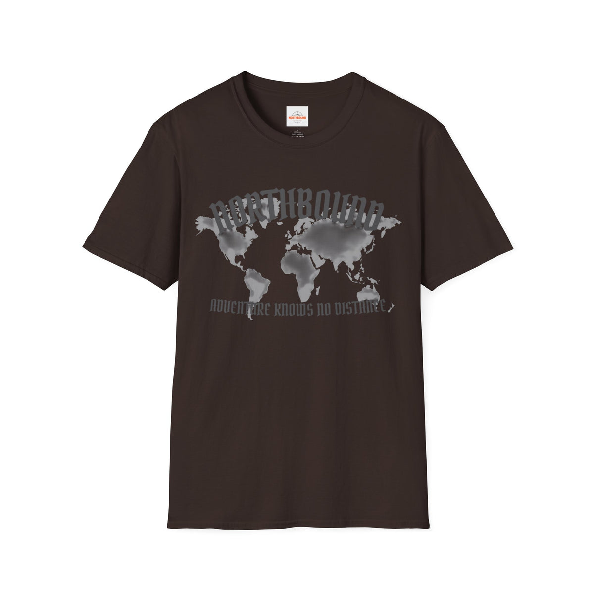 Northbound World Map T-Shirt — "Adventure Knows No Distance" Travel Tee