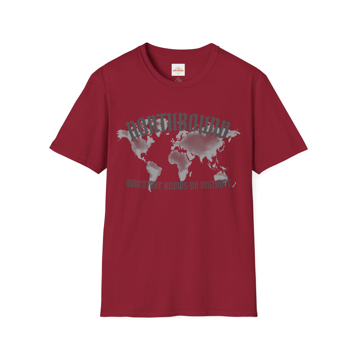 Northbound World Map T-Shirt — "Adventure Knows No Distance" Travel Tee
