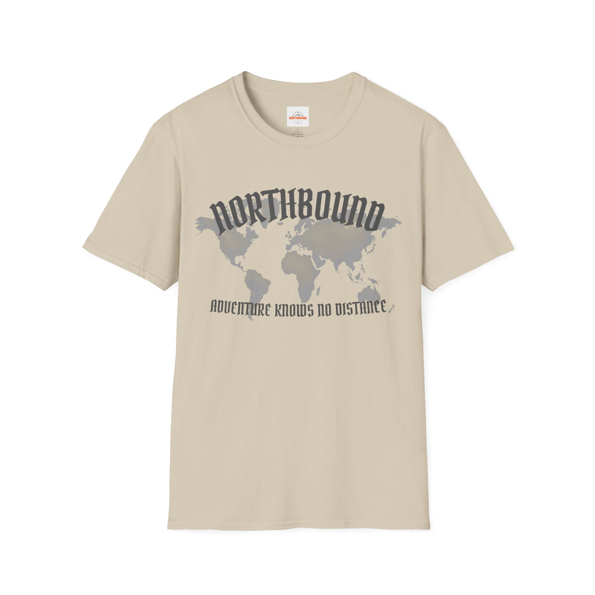 Northbound World Map T-Shirt — "Adventure Knows No Distance" Travel Tee