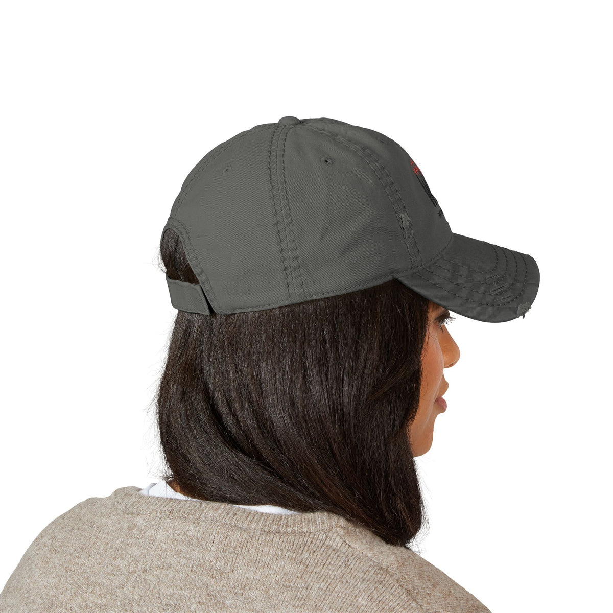 Distressed Embroidered Dad Hat — Wild Pack The Journey Graphic Cap