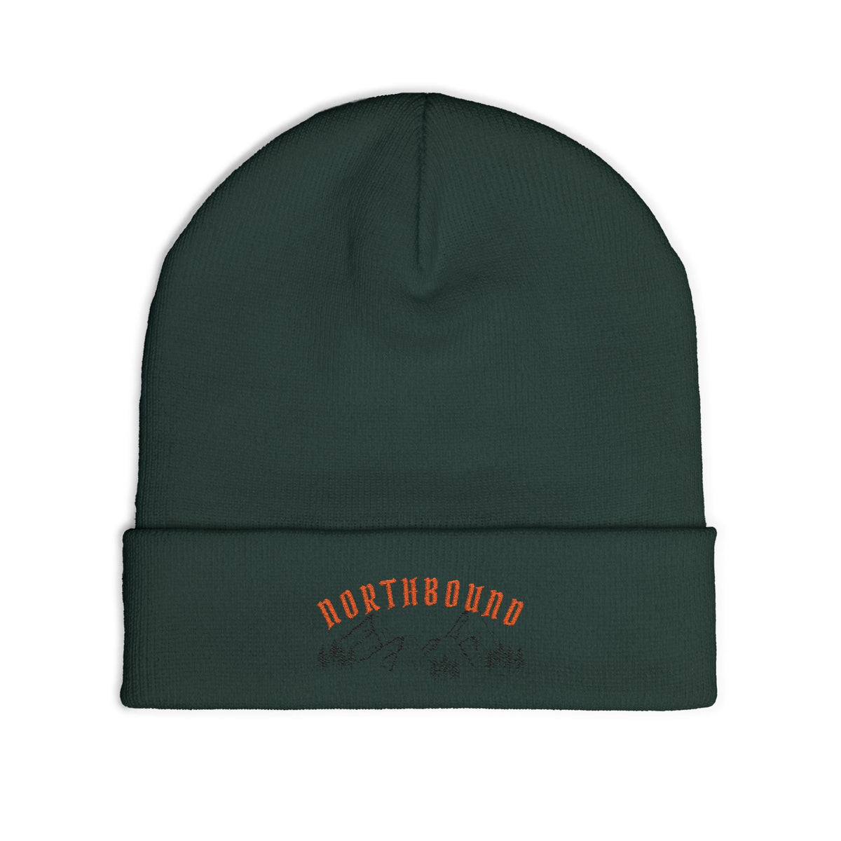 Northbound Embroidered Knit Beanie – Mountain & Pine Winter Hat