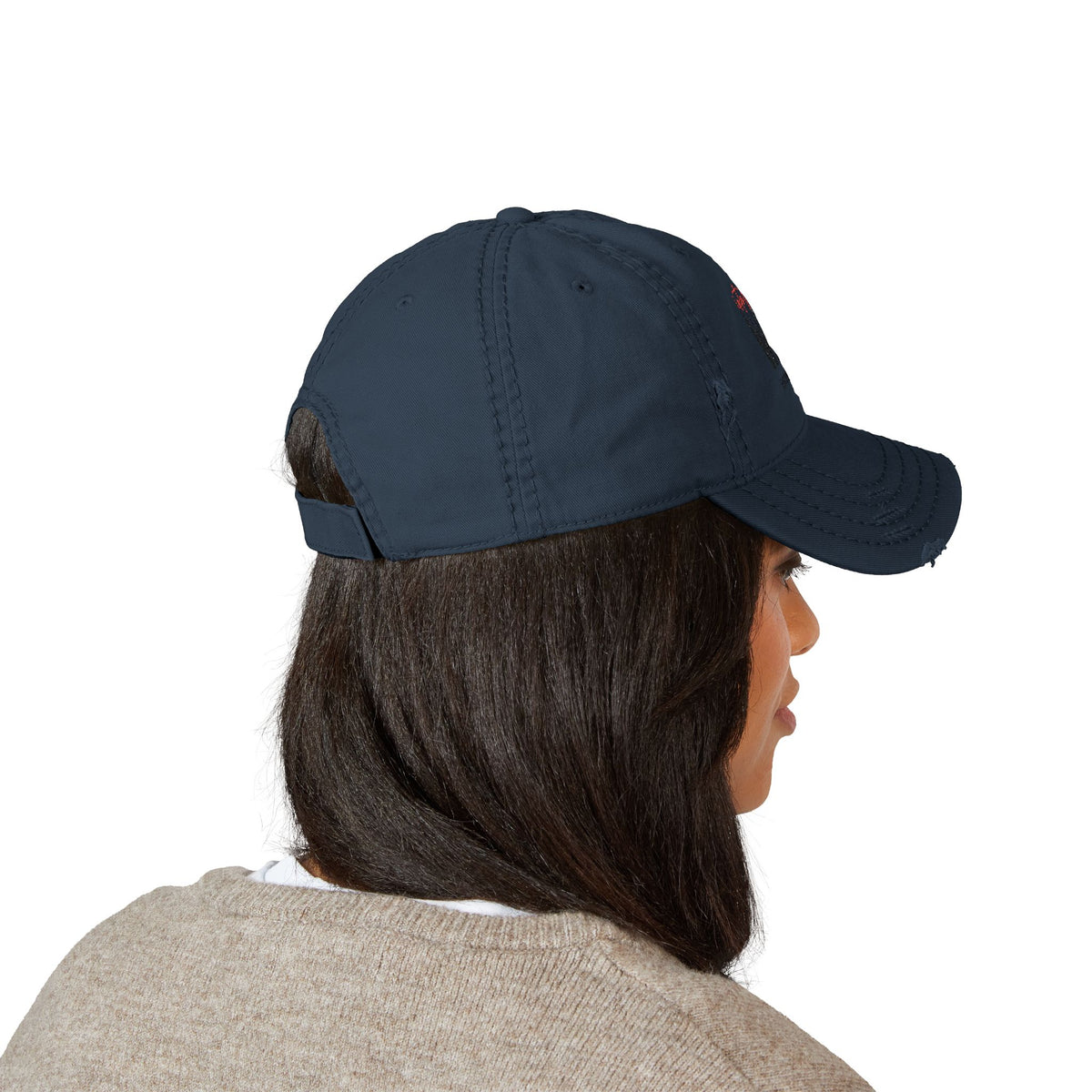Distressed Embroidered Dad Hat — Wild Pack The Journey Graphic Cap