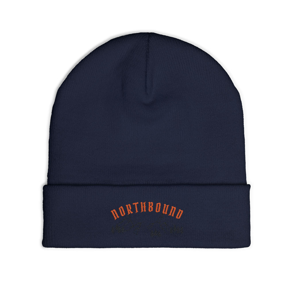 Northbound Embroidered Knit Beanie – Mountain & Pine Winter Hat