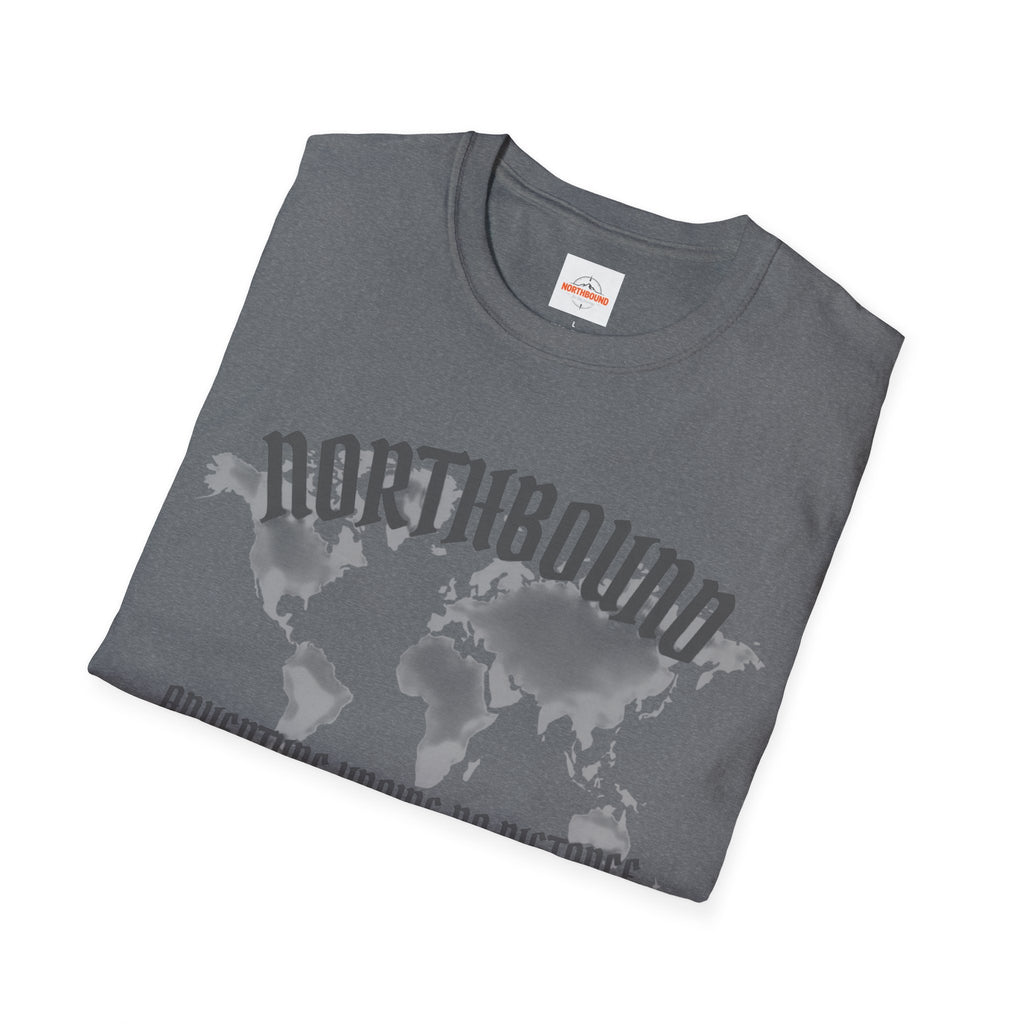 Northbound World Map T-Shirt — "Adventure Knows No Distance" Travel Tee
