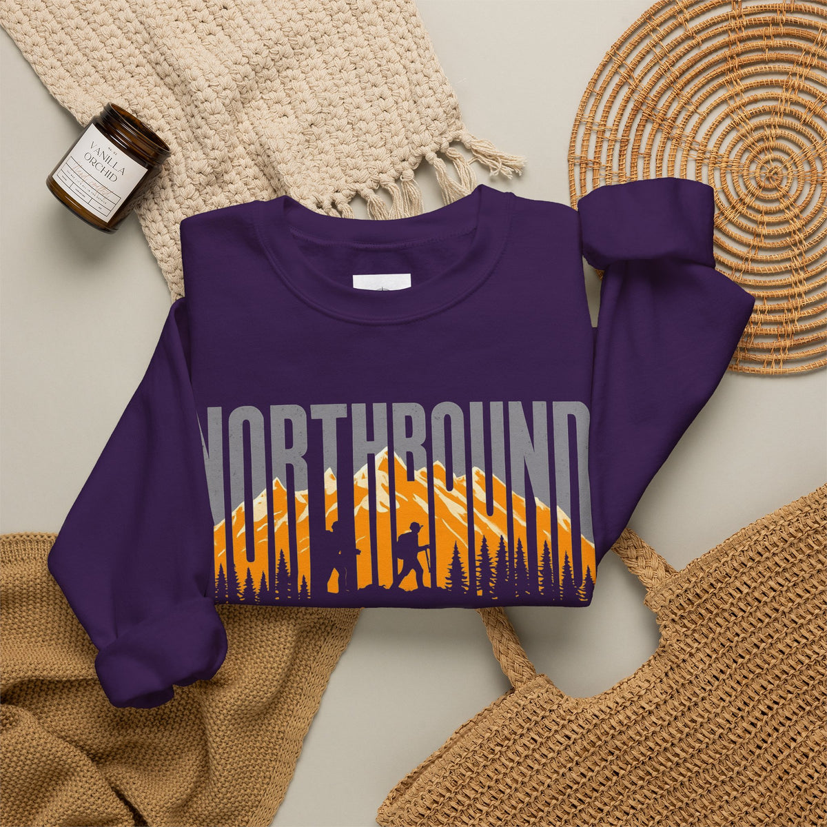 Northbound Crewneck Sweatshirt — 'Northbound for the Journey' Outdoor Adventure Pullover