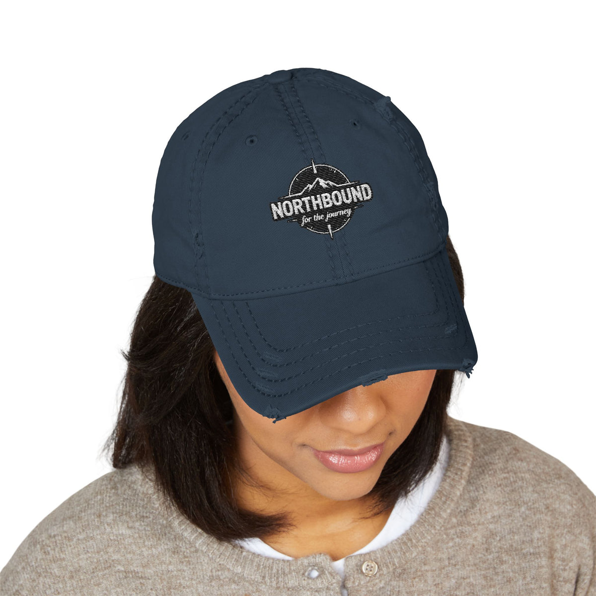 Distressed Embroidered 'Northbound' Dad Hat — Vintage Mountain Cap