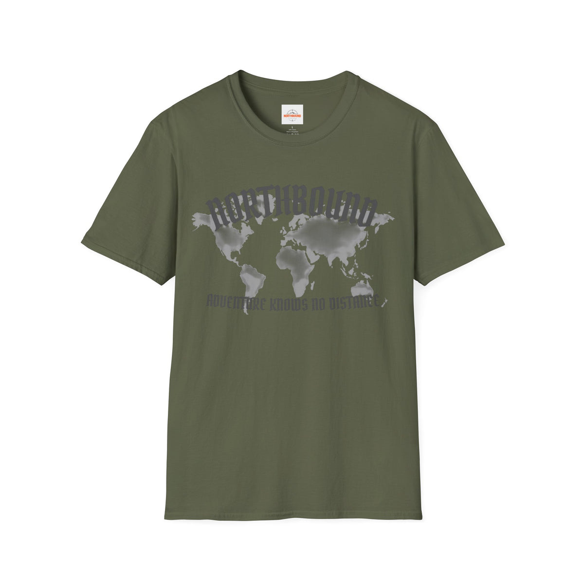 Northbound World Map T-Shirt — "Adventure Knows No Distance" Travel Tee