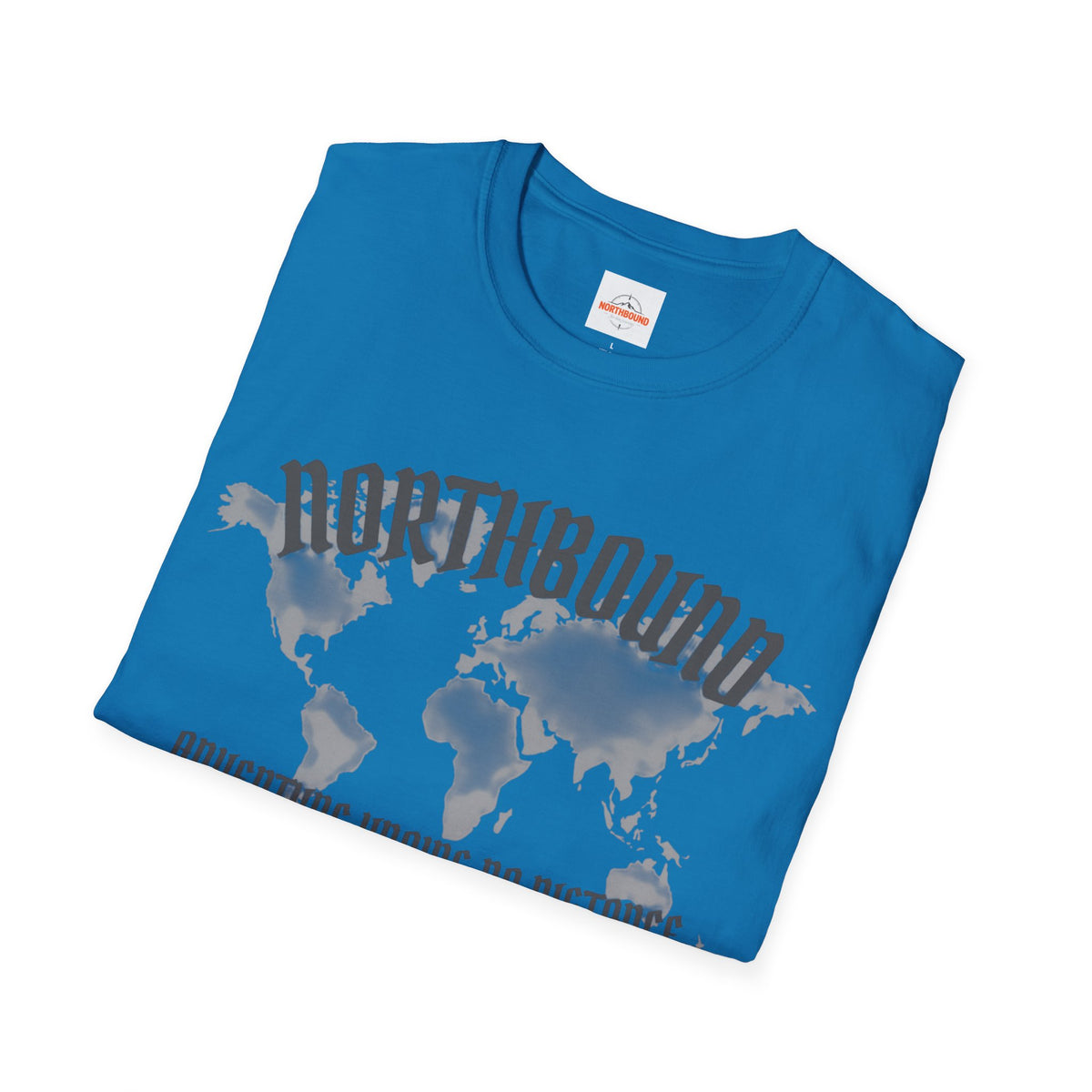 Northbound World Map T-Shirt — "Adventure Knows No Distance" Travel Tee