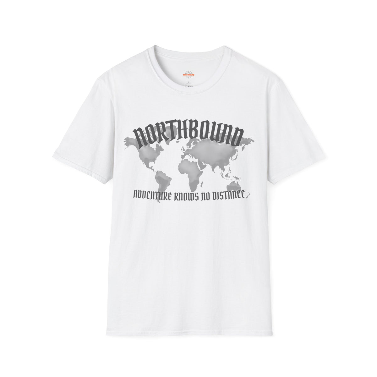 Northbound World Map T-Shirt — "Adventure Knows No Distance" Travel Tee