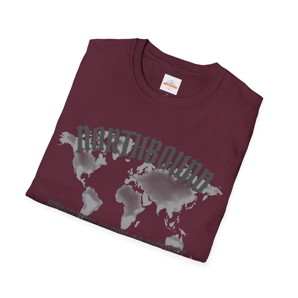 Northbound World Map T-Shirt — "Adventure Knows No Distance" Travel Tee