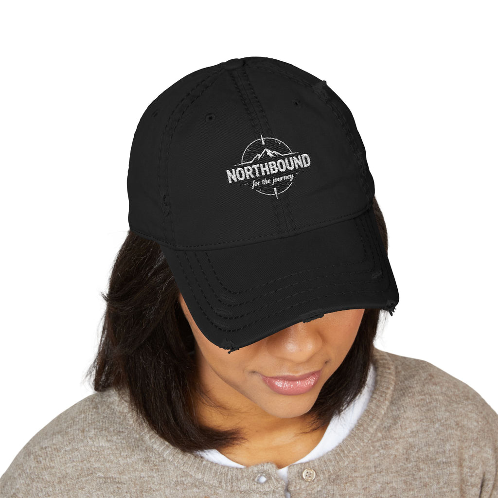 Distressed Embroidered 'Northbound' Dad Hat — Vintage Mountain Cap