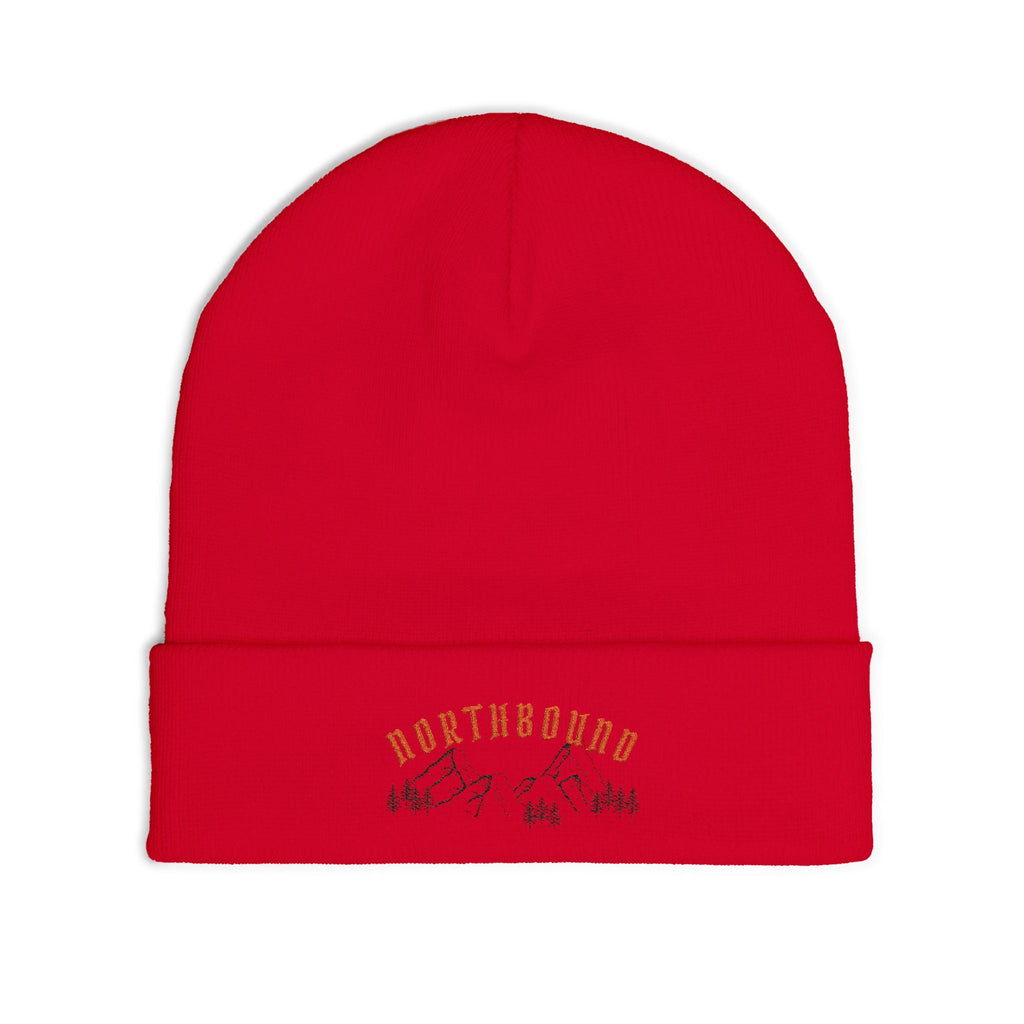 Northbound Embroidered Knit Beanie – Mountain & Pine Winter Hat