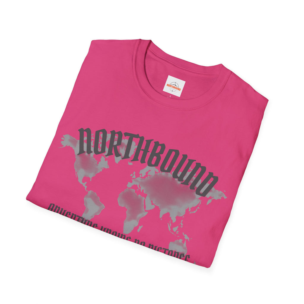 Northbound World Map T-Shirt — "Adventure Knows No Distance" Travel Tee