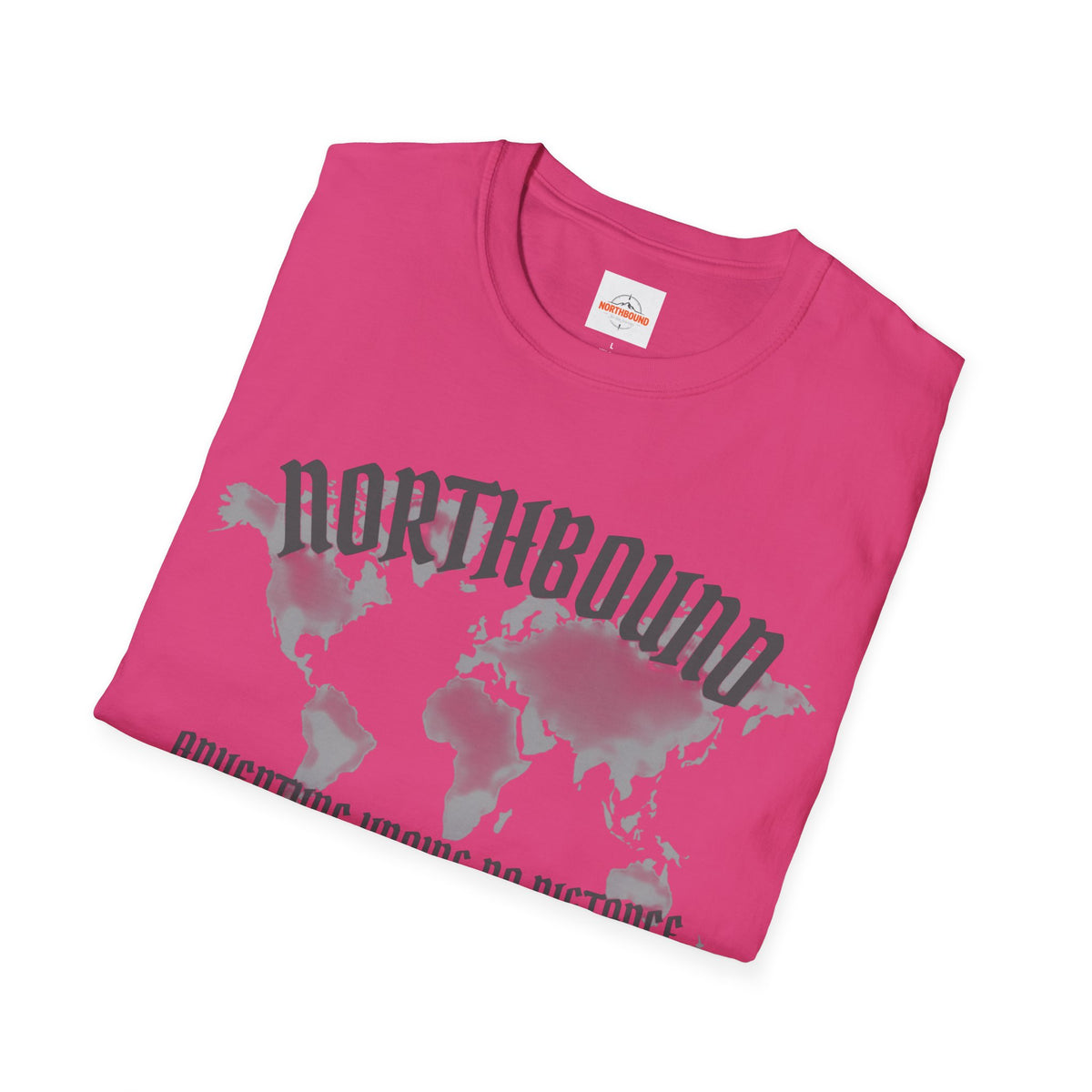 Northbound World Map T-Shirt — "Adventure Knows No Distance" Travel Tee