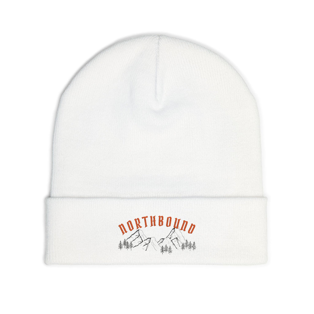 Northbound Embroidered Knit Beanie – Mountain & Pine Winter Hat