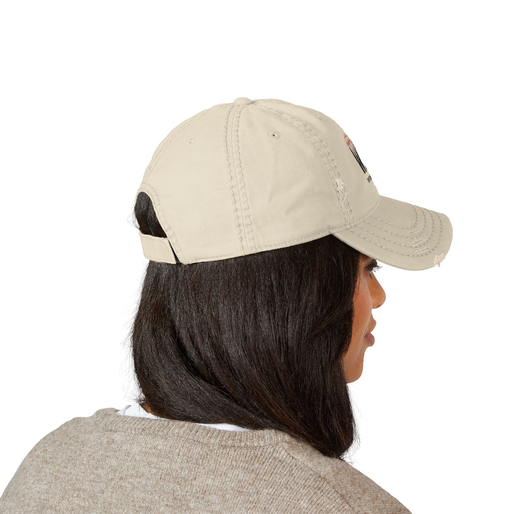 Distressed Embroidered Dad Hat — Wild Pack The Journey Graphic Cap