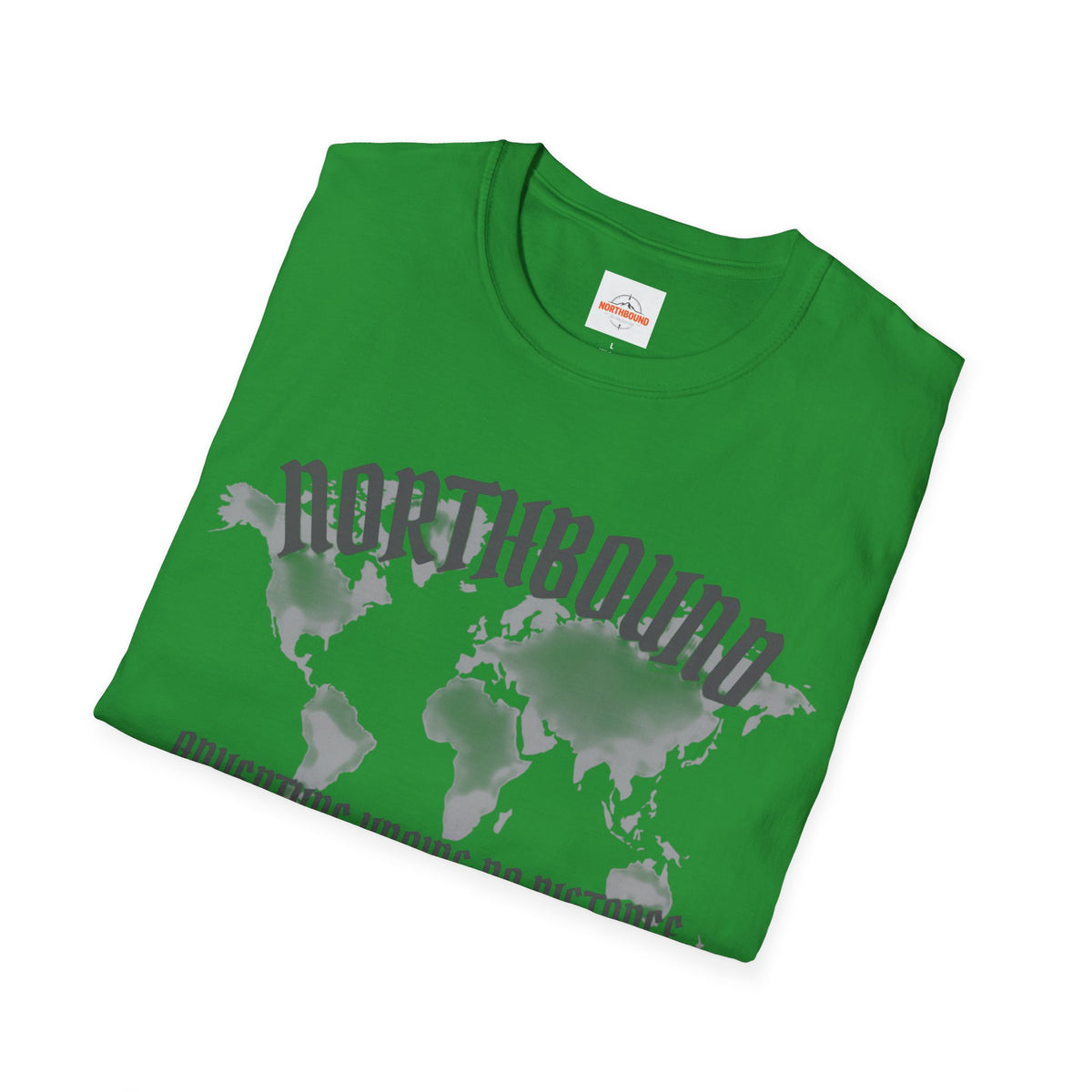 Northbound World Map T-Shirt — "Adventure Knows No Distance" Travel Tee