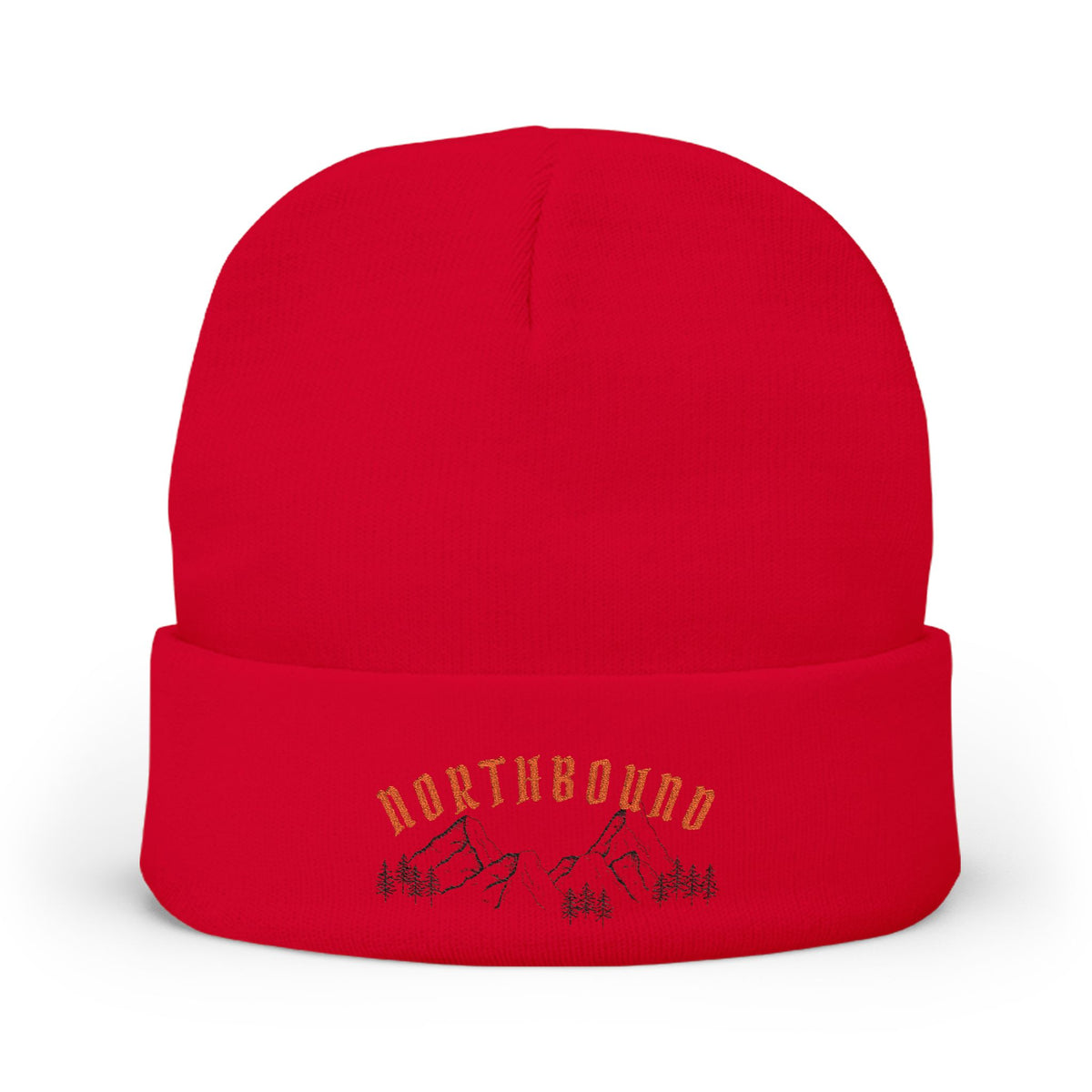 Northbound Embroidered Knit Beanie – Mountain & Pine Winter Hat