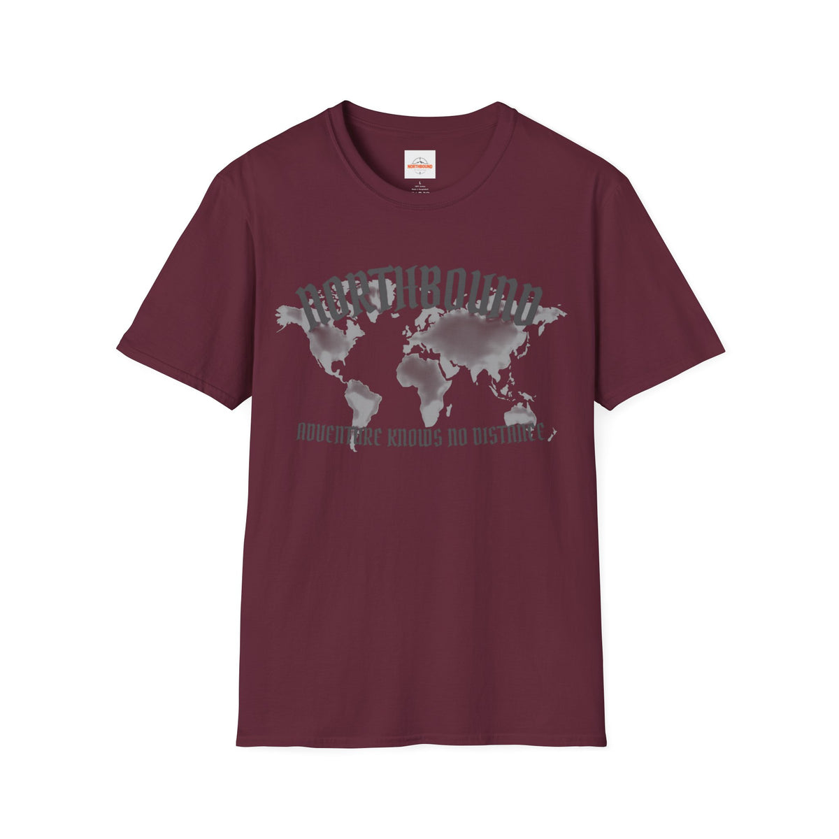 Northbound World Map T-Shirt — "Adventure Knows No Distance" Travel Tee