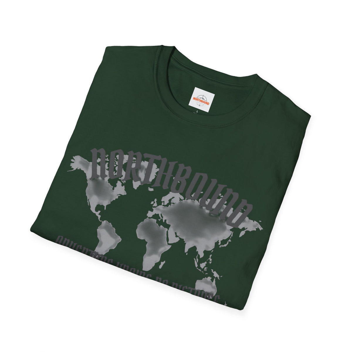 Northbound World Map T-Shirt — "Adventure Knows No Distance" Travel Tee