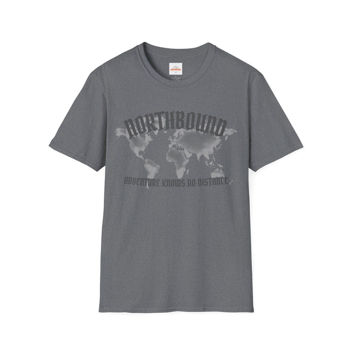Northbound World Map T-Shirt — "Adventure Knows No Distance" Travel Tee