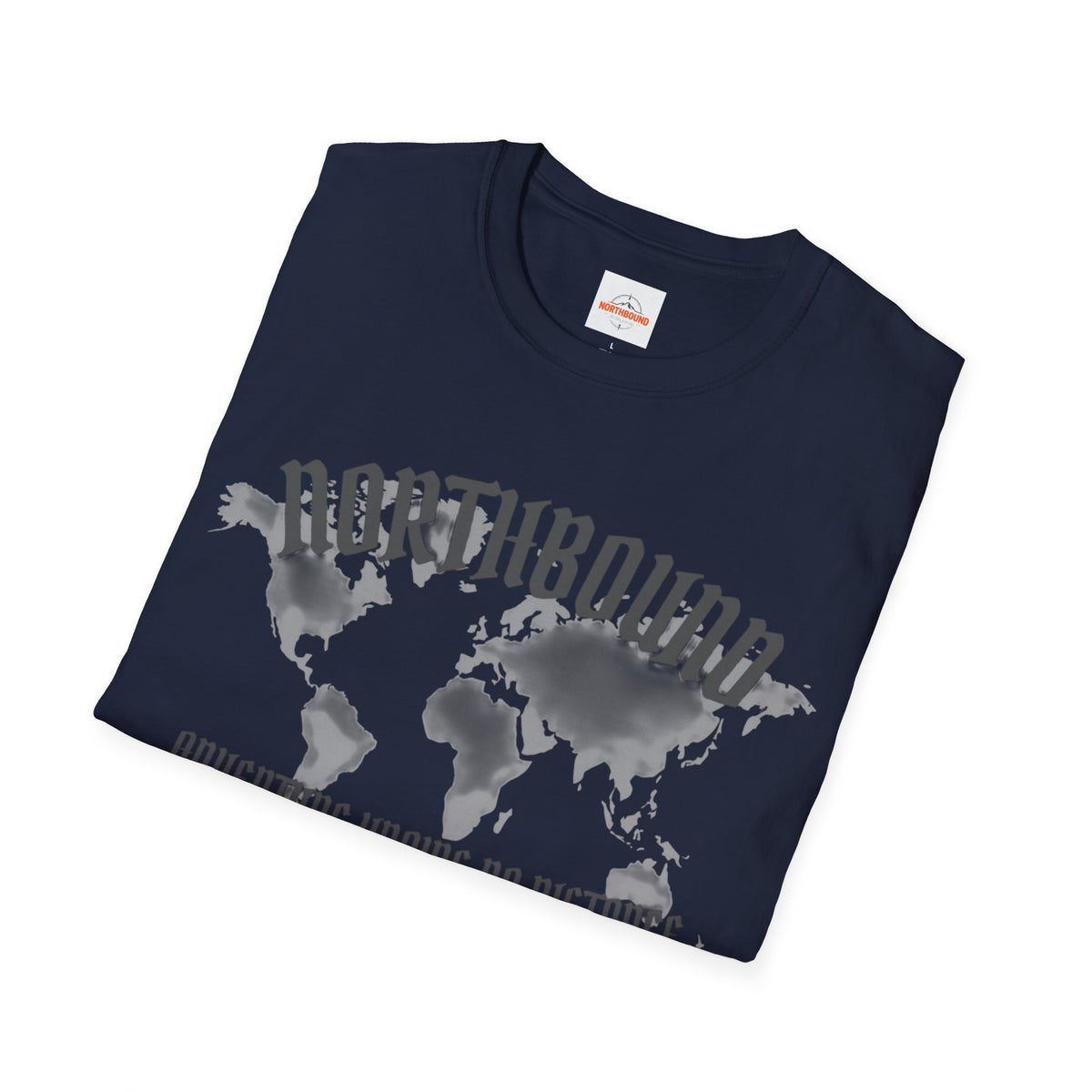Northbound World Map T-Shirt — "Adventure Knows No Distance" Travel Tee