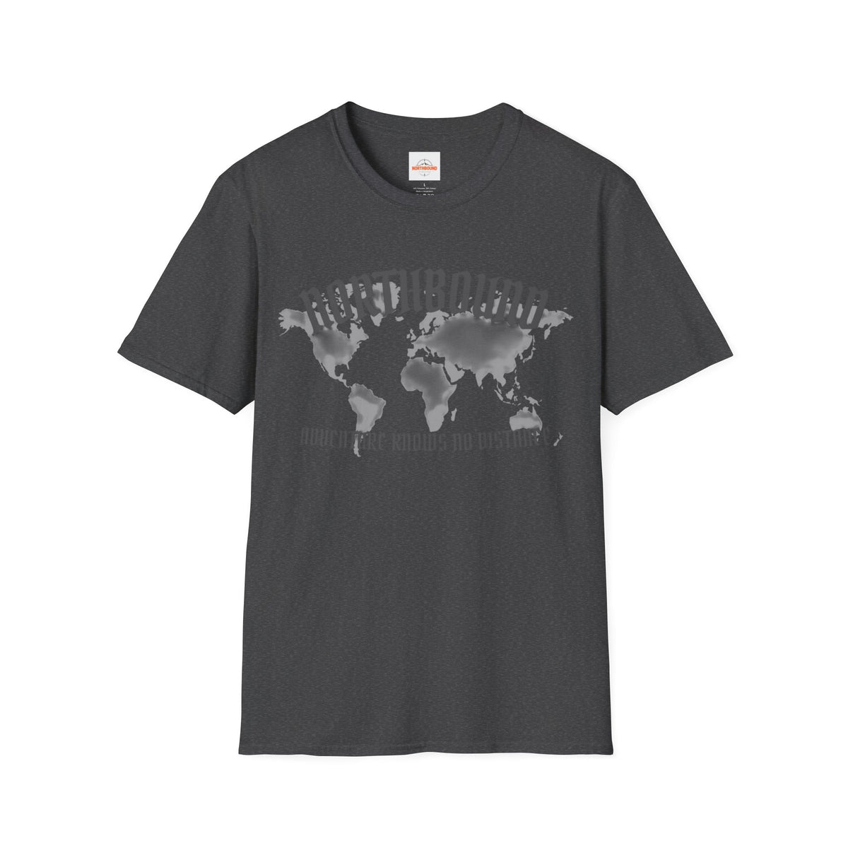 Northbound World Map T-Shirt — "Adventure Knows No Distance" Travel Tee