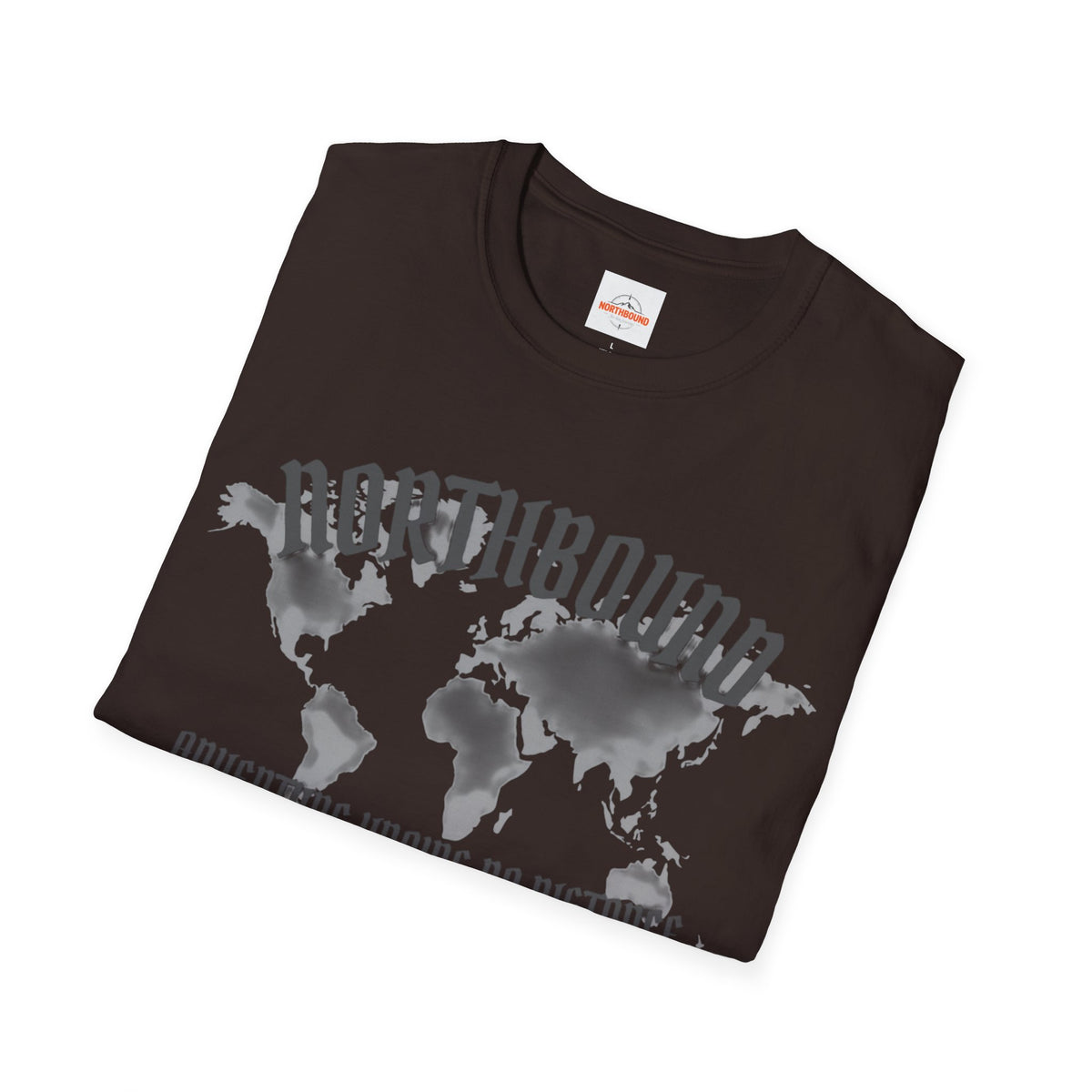 Northbound World Map T-Shirt — "Adventure Knows No Distance" Travel Tee