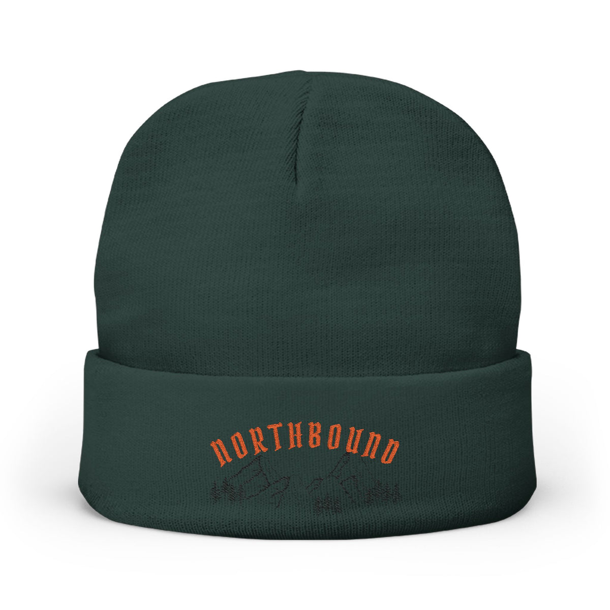 Northbound Embroidered Knit Beanie – Mountain & Pine Winter Hat