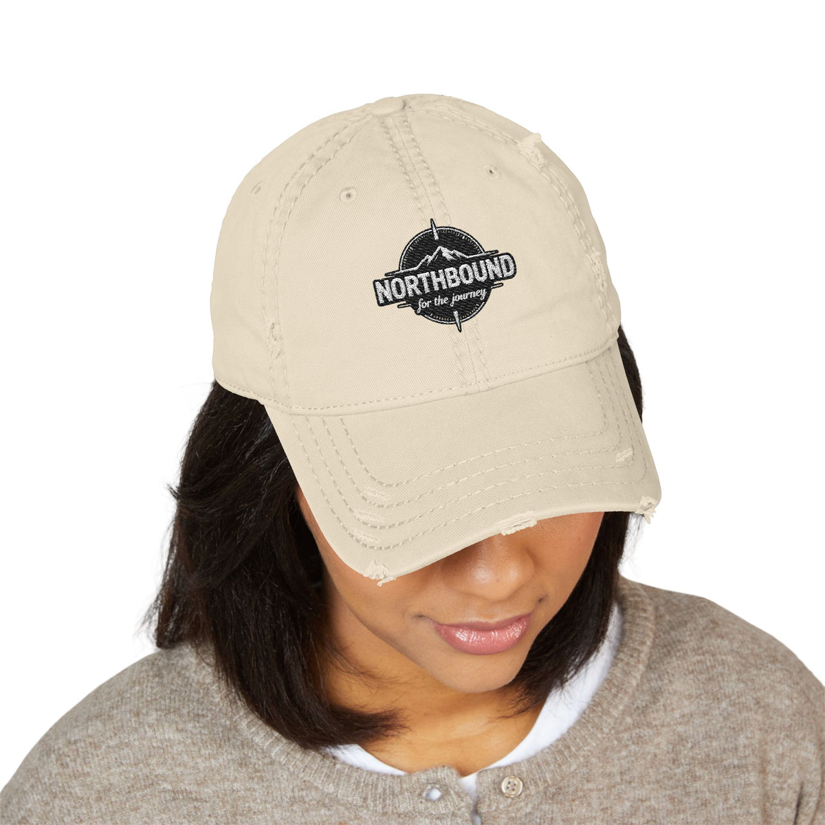 Distressed Embroidered 'Northbound' Dad Hat — Vintage Mountain Cap