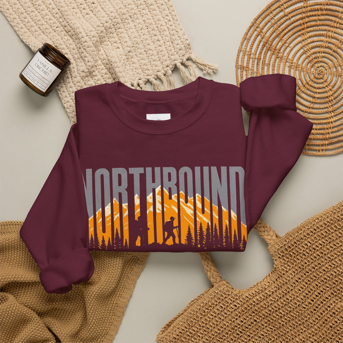Northbound Crewneck Sweatshirt — 'Northbound for the Journey' Outdoor Adventure Pullover
