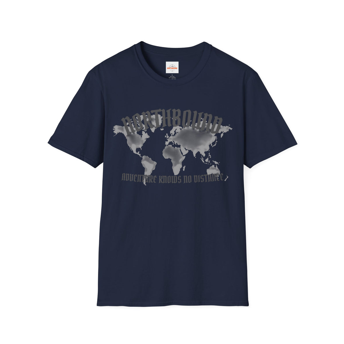 Northbound World Map T-Shirt — "Adventure Knows No Distance" Travel Tee