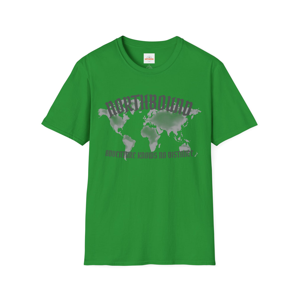 Northbound World Map T-Shirt — "Adventure Knows No Distance" Travel Tee