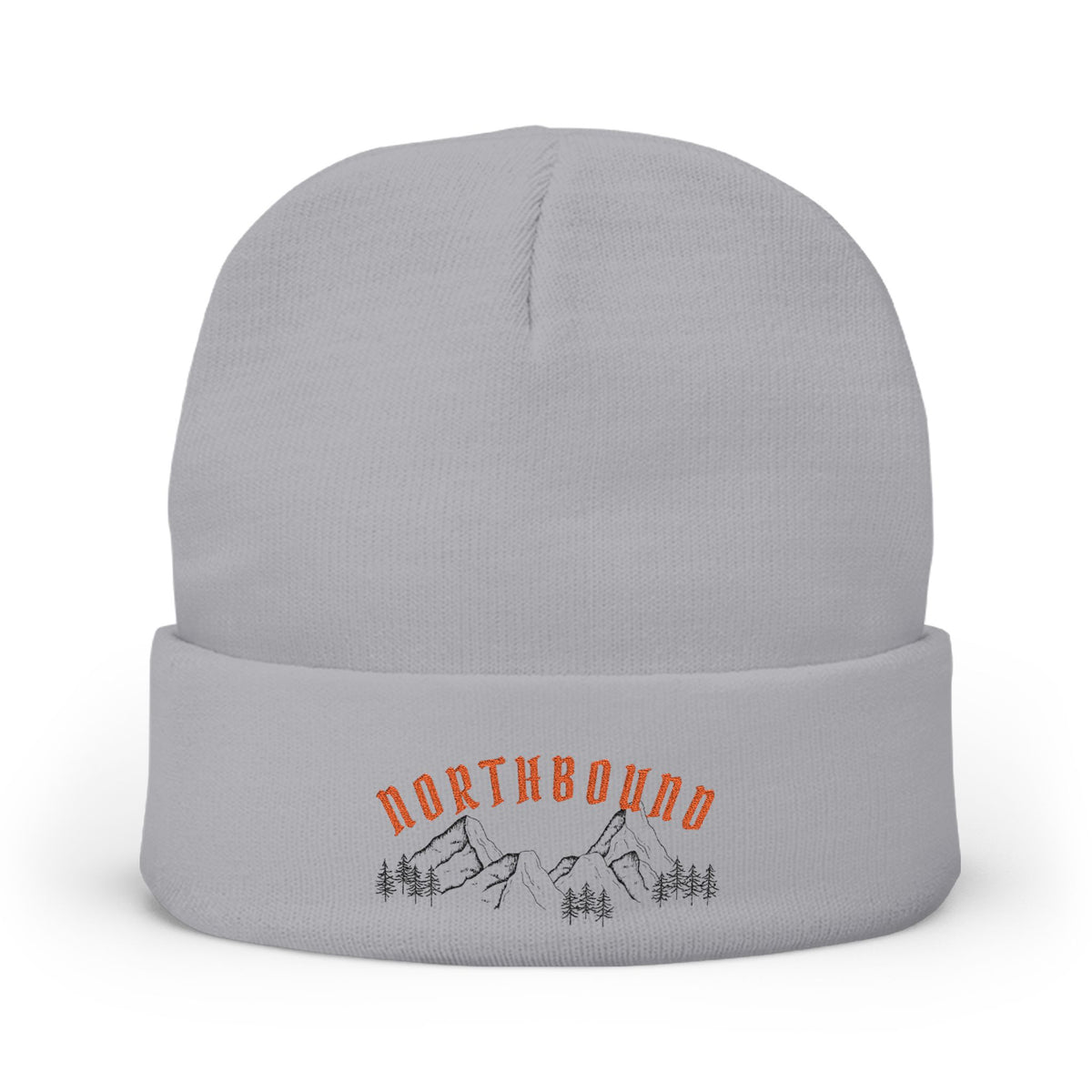 Northbound Embroidered Knit Beanie – Mountain & Pine Winter Hat