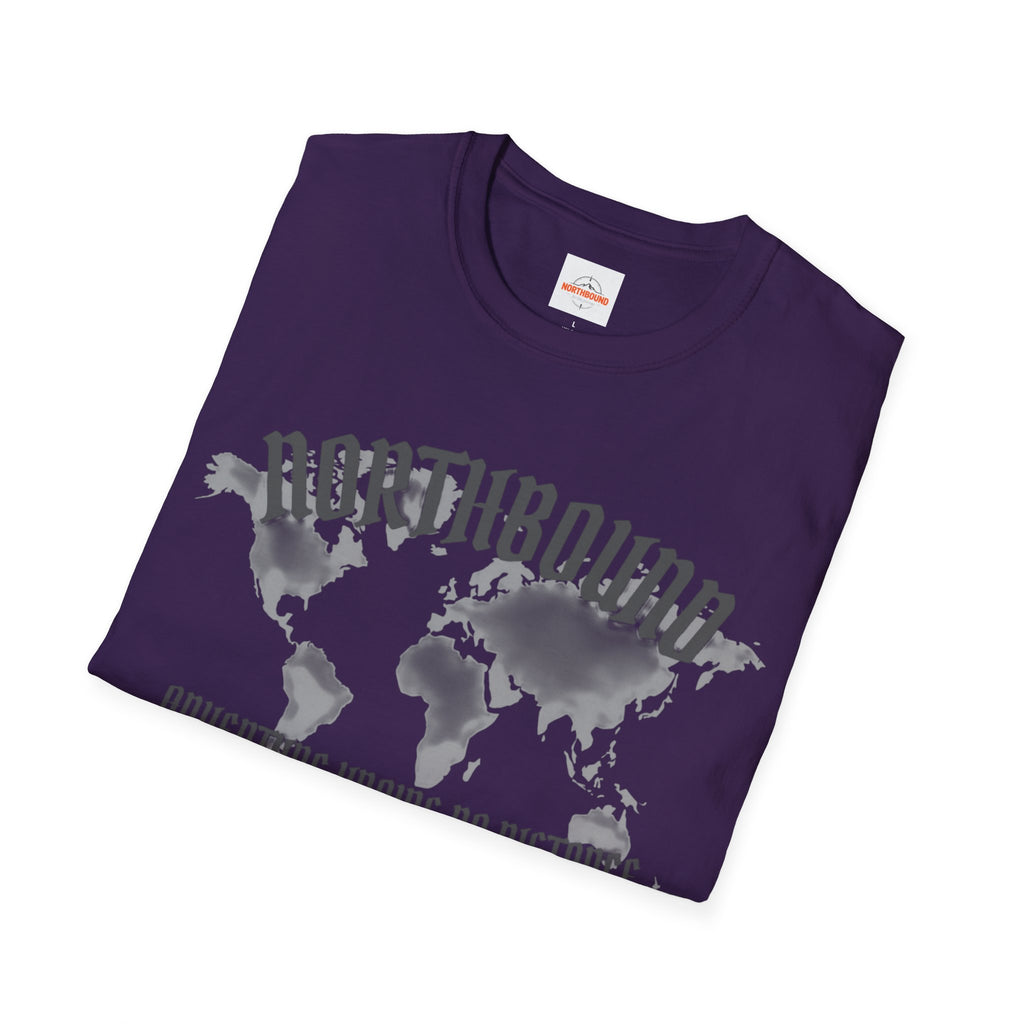 Northbound World Map T-Shirt — "Adventure Knows No Distance" Travel Tee