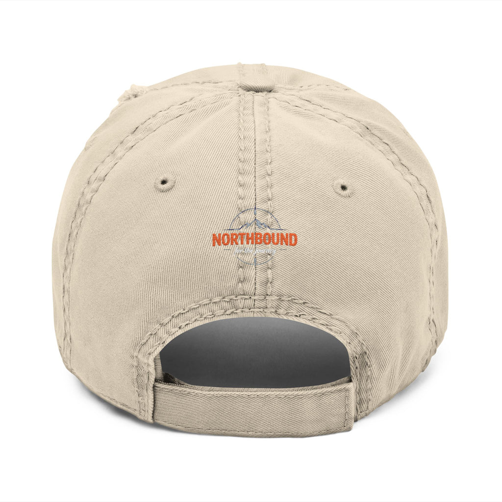 Distressed Embroidered 'Northbound' Dad Hat — Vintage Mountain Cap