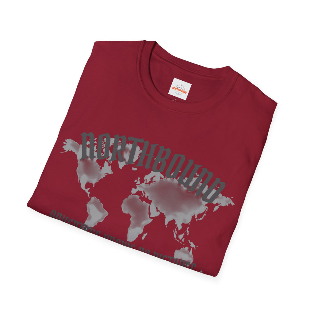 Northbound World Map T-Shirt — "Adventure Knows No Distance" Travel Tee