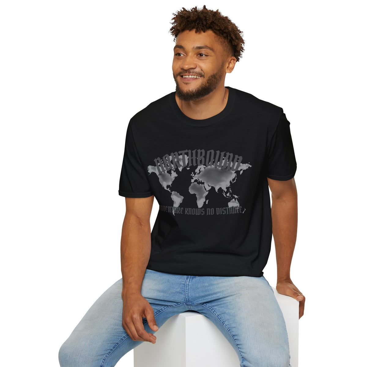 Northbound World Map T-Shirt — "Adventure Knows No Distance" Travel Tee