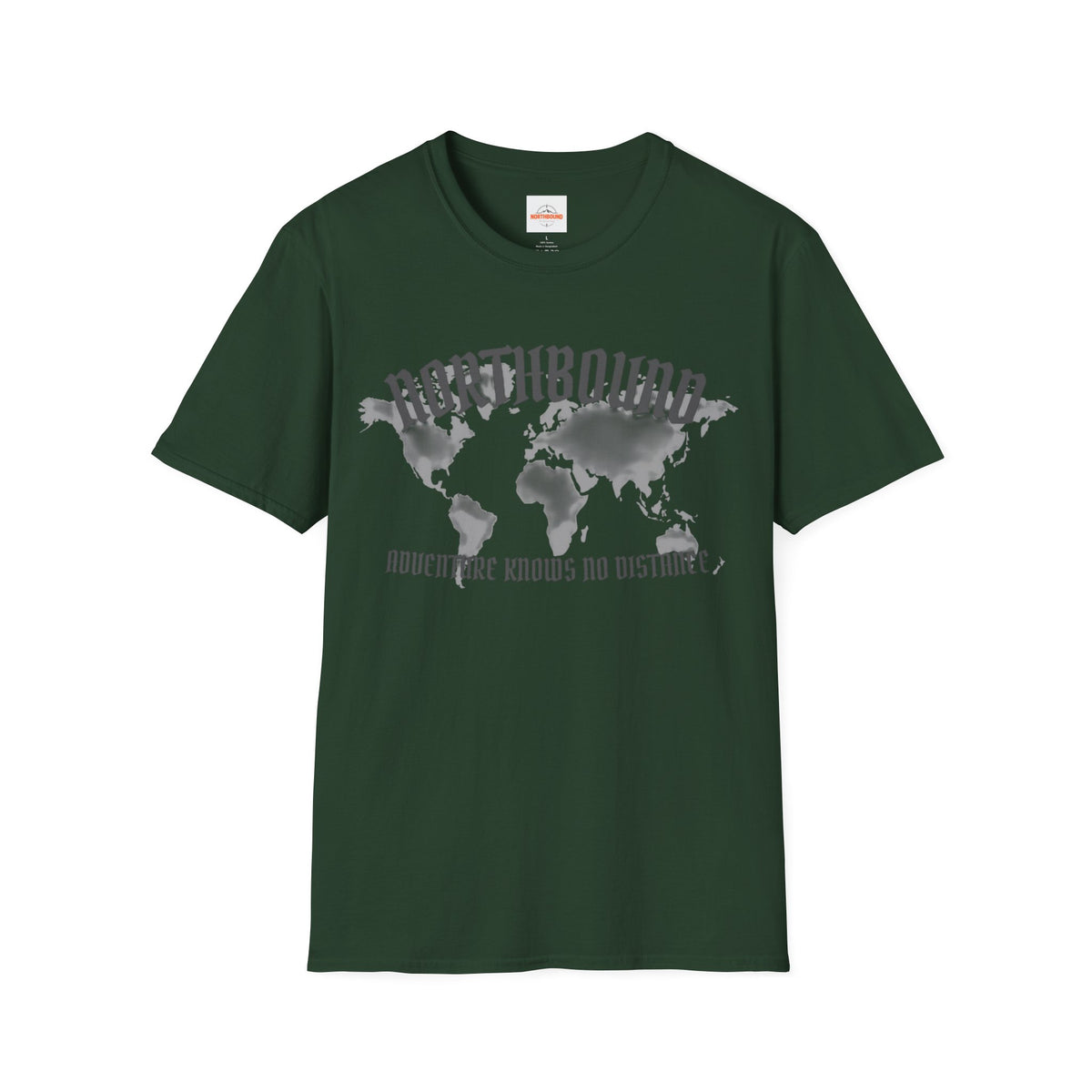 Northbound World Map T-Shirt — "Adventure Knows No Distance" Travel Tee
