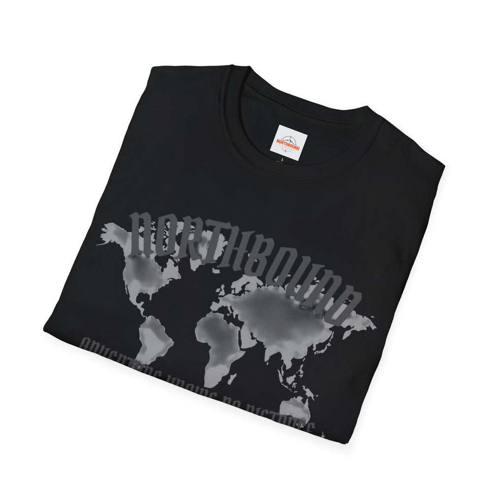 Northbound World Map T-Shirt — "Adventure Knows No Distance" Travel Tee