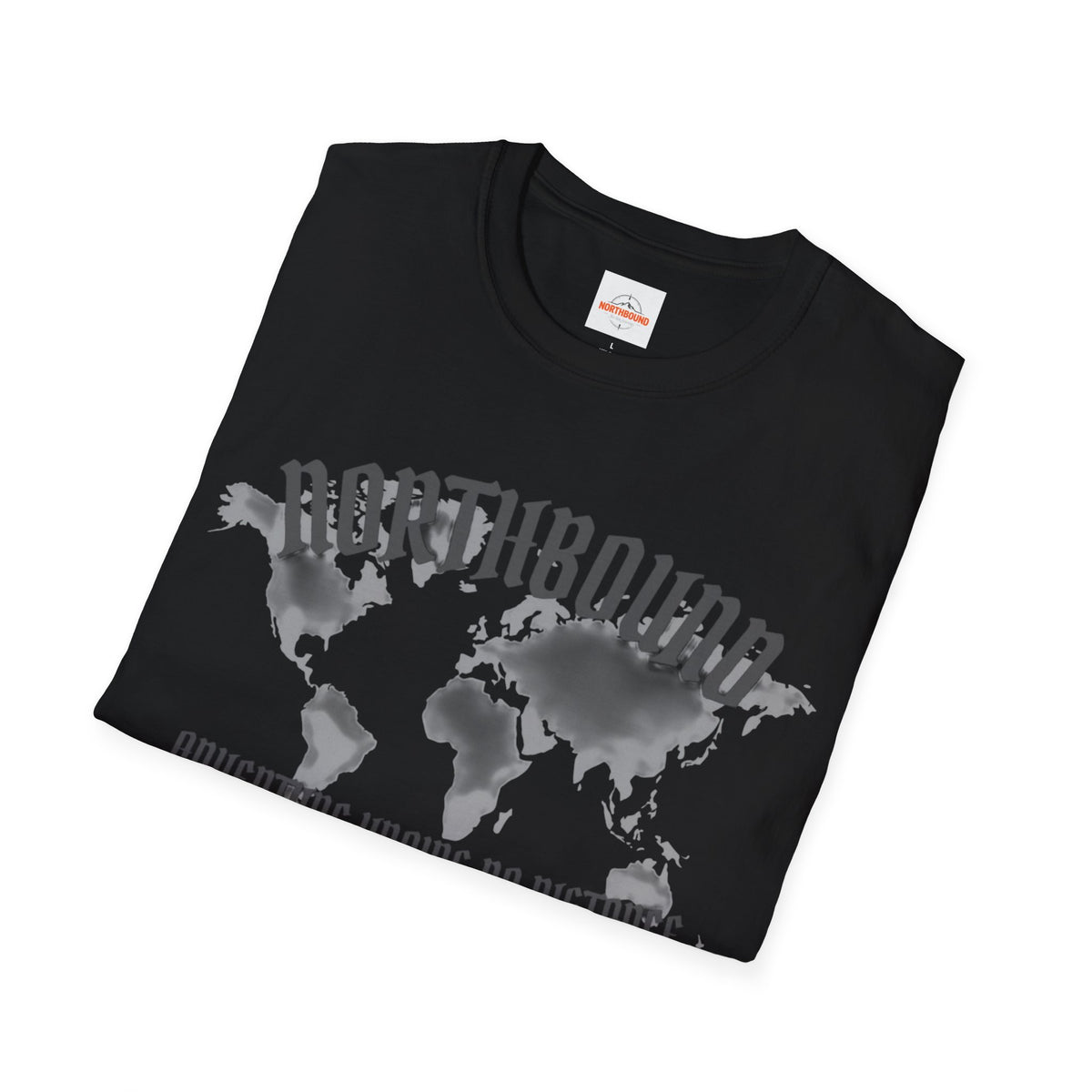 Northbound World Map T-Shirt — "Adventure Knows No Distance" Travel Tee