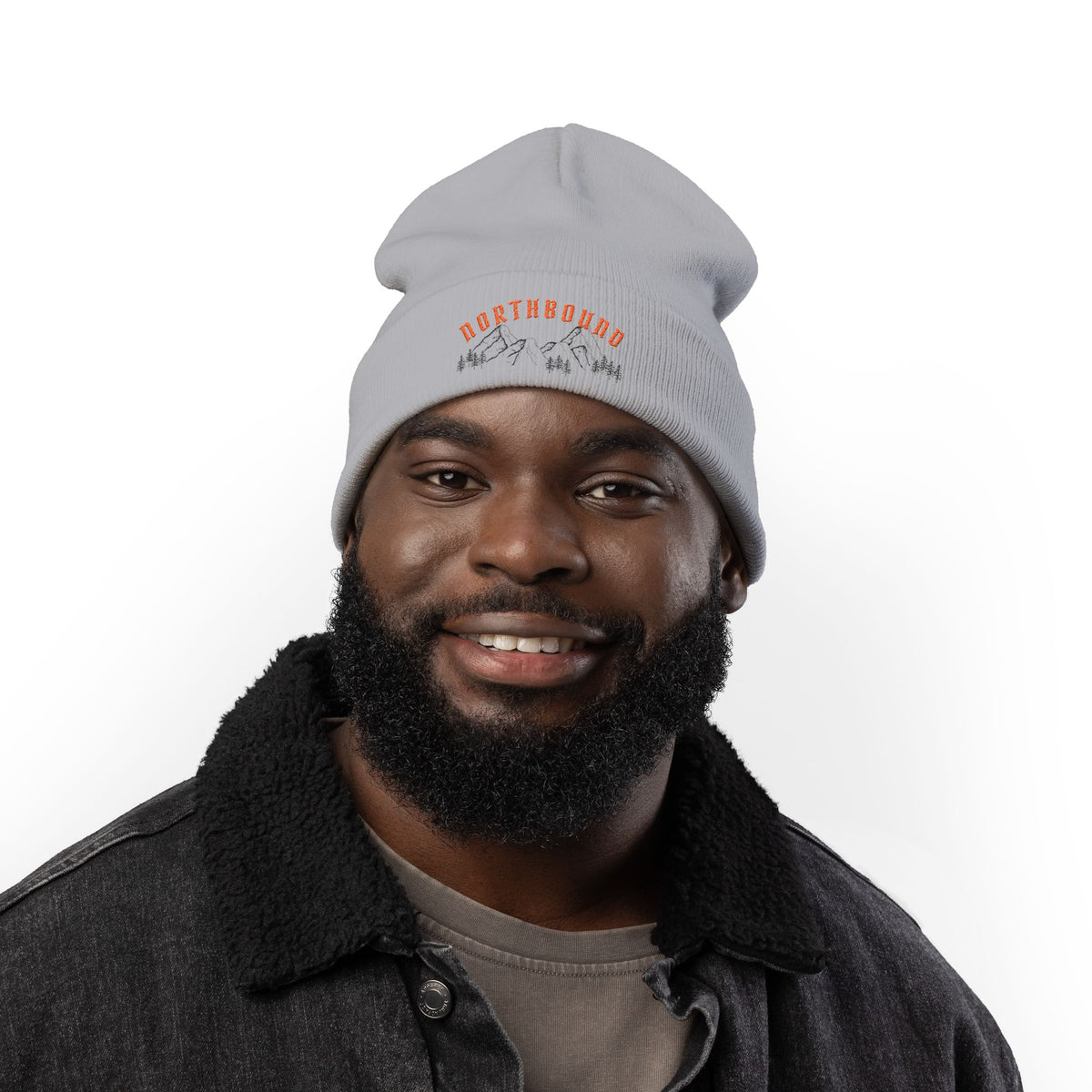 Northbound Embroidered Knit Beanie – Mountain & Pine Winter Hat