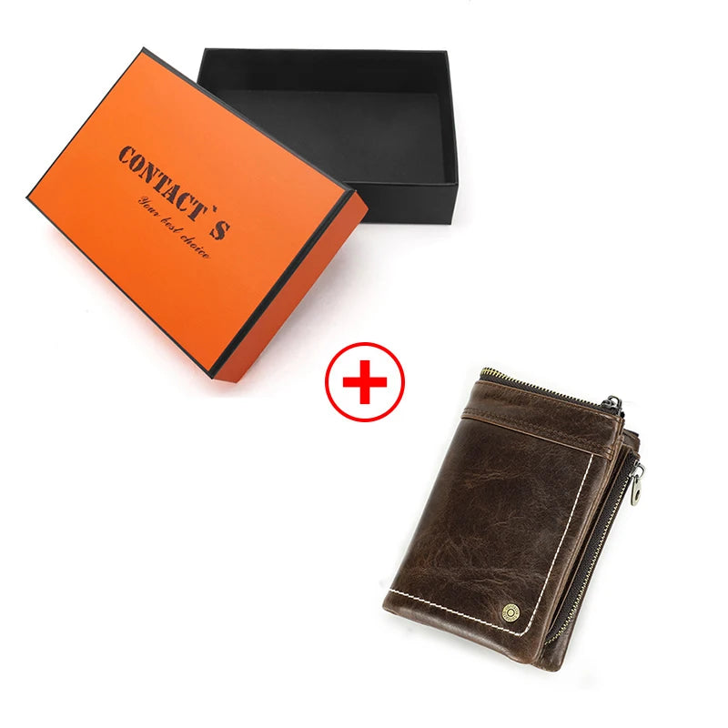 Men's RFID Leather Wallet with AirTag Holder