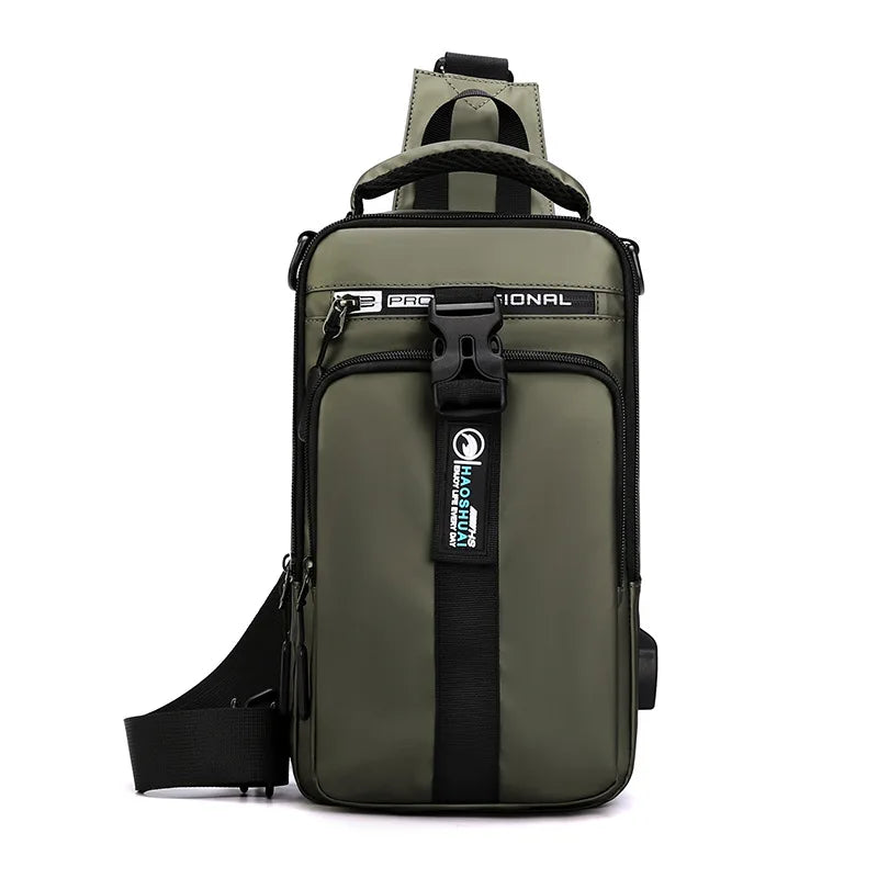 Waterproof Crossbody Bag for Men — USB Charging Anti-Theft Sling