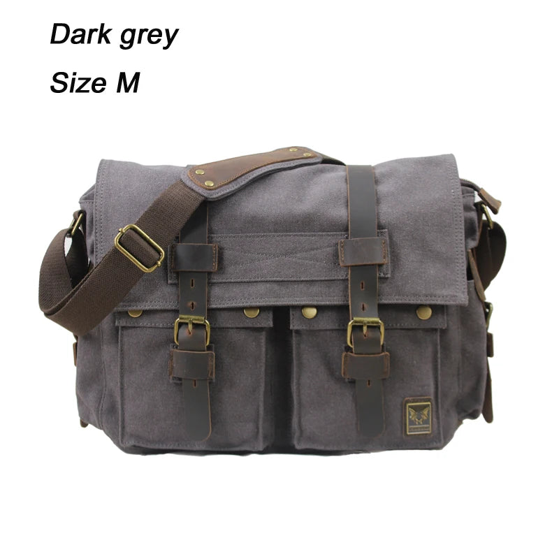 Canvas & Leather Messenger Bag