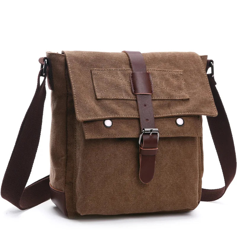 Men's Canvas Messenger Bag — Vintage Crossbody Shoulder Bag
