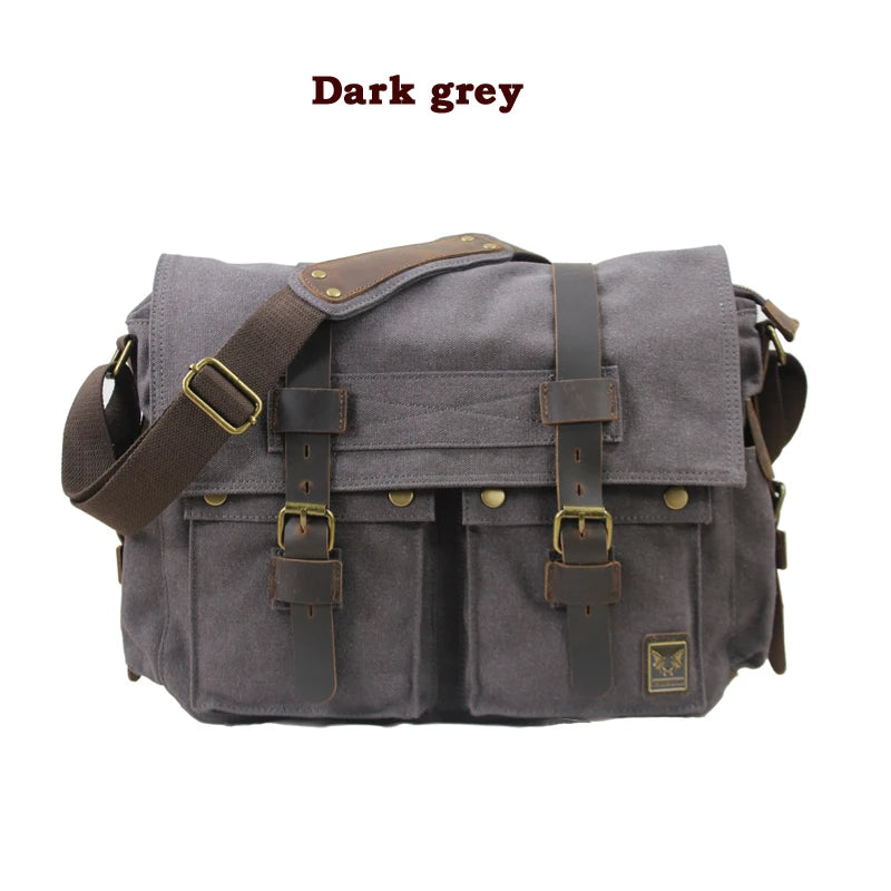 Canvas & Leather Messenger Bag
