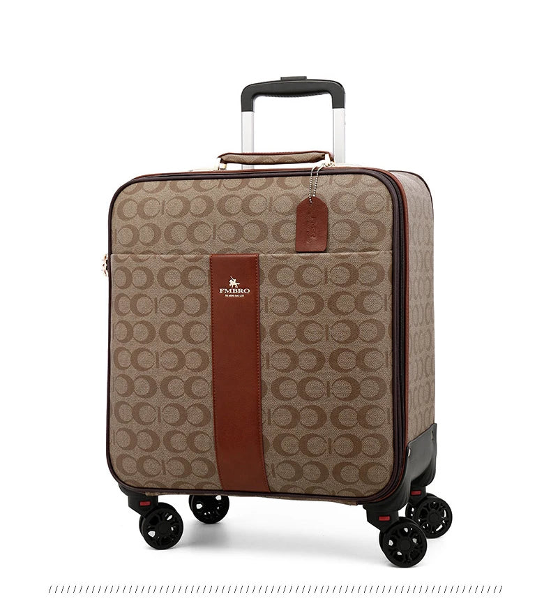 Leather Rolling Luggage Set — Suitcase with Handbag & Carry-On